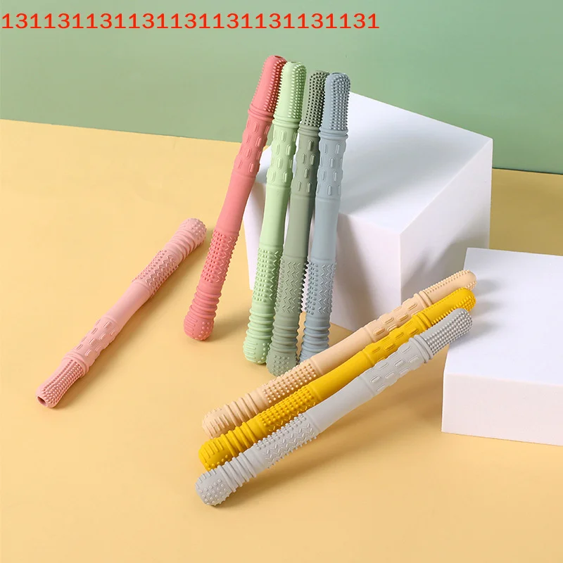 Soft Silicone Hollow Molar Stick for Children, Straw Teether, Newborn Teething Tube, Toy Gift