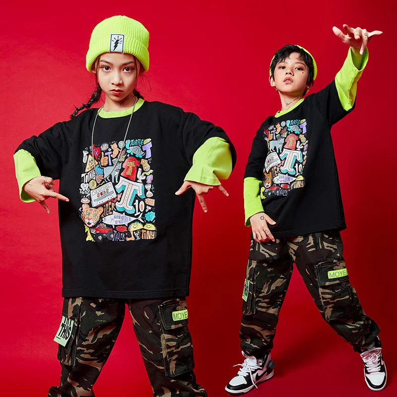 Children's hip hop trendy clothes, boys' 61 performance clothes, children's hiphop girls' Jazz camouflage suit