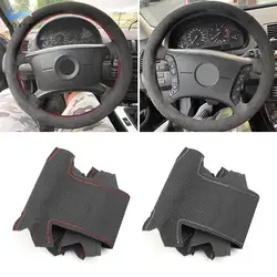 For BMW 3 5 Series E36 E46 E39 1995-2003 X3 E83 X5 E53 2000-2006 Car Interior Steering Wheel Cover Hand Braid Suede Leather Trim