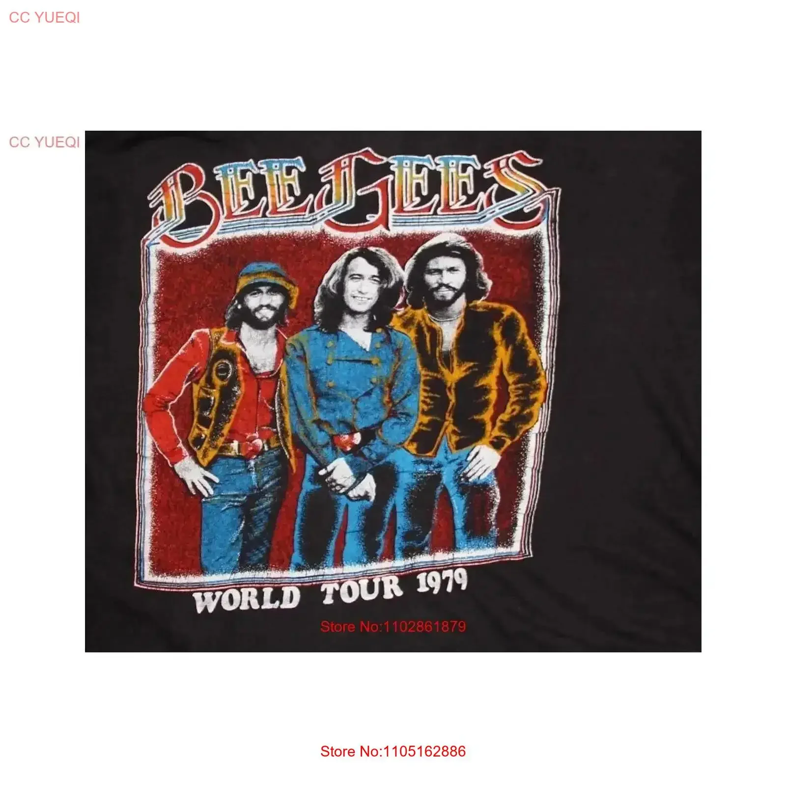 تي شيرت Bee Gees Band World Tour 79 قطن أسود للرجال S 234XL TU157 عتيق مغسول ملابس مصممة على الموضة ملابس الشارع الشهير قليلاً