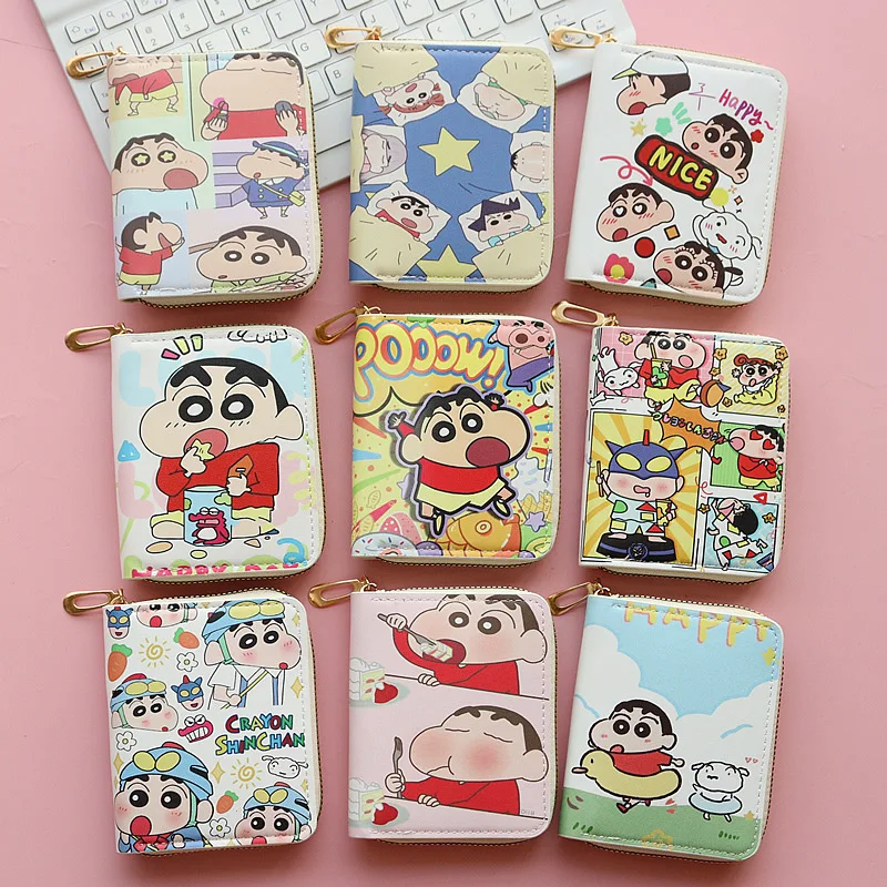 2026 New Crayon Shin-chan Cute Compact Coin Purse Cartoon Anime Short Zipper Wallet for Boys and Girls