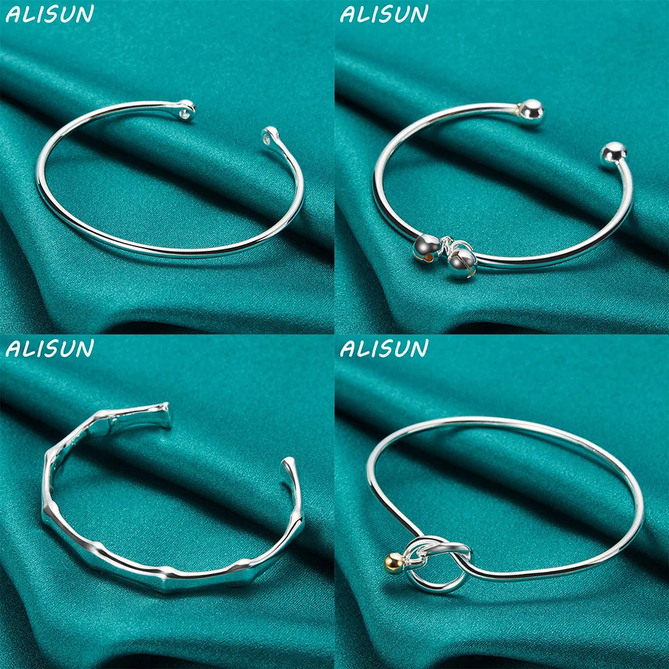 

ALISUN 925 Sterling Silver Bangle Geometric Bracelet For Women Creativity Gifts Street All-match Party And Daily Wear