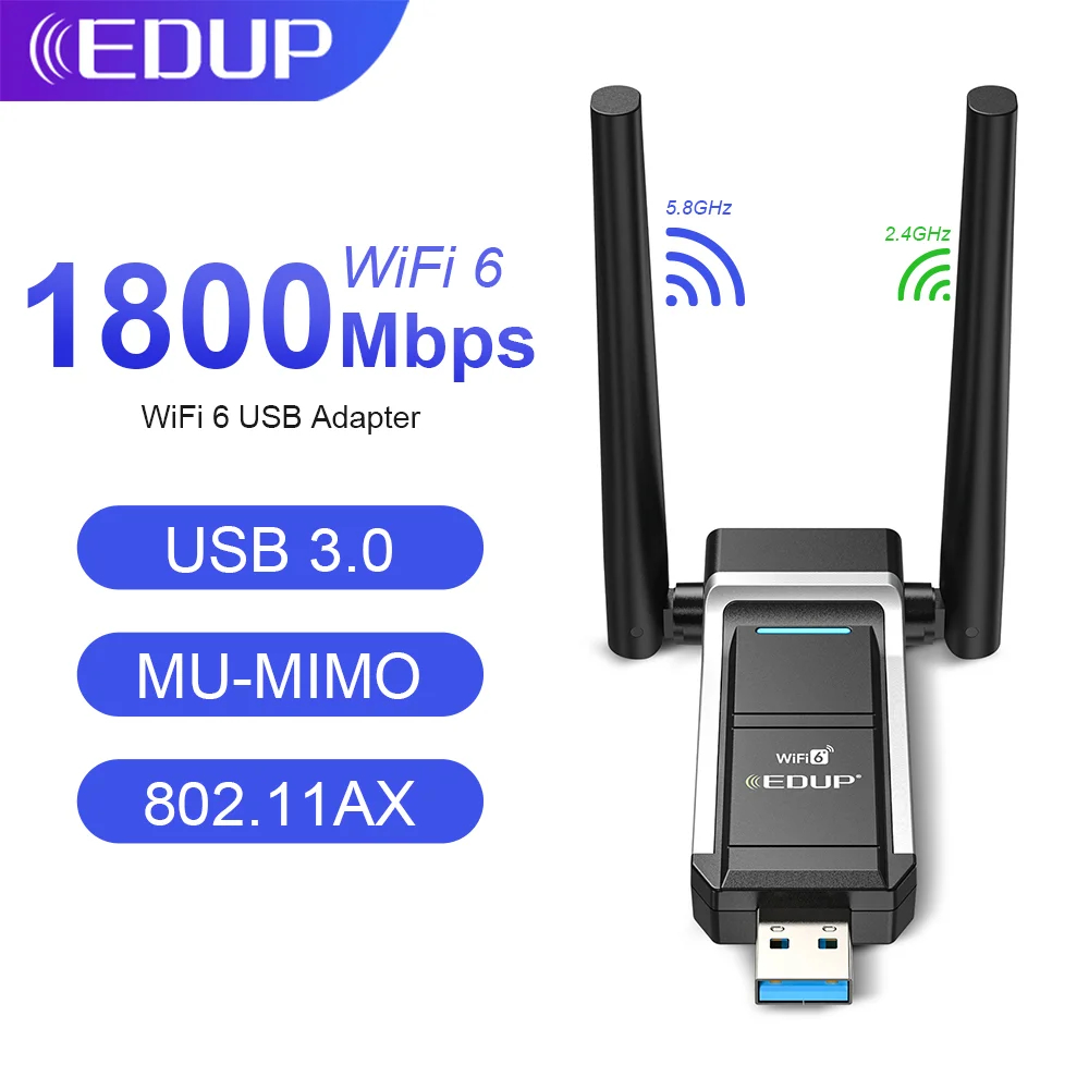 EDUP-USB 3.0 Adaptador WiFi, Banda Dupla, Sem Fio, Soft AP, 802.11AC, Placa de Rede para Windows 7, 10, 11, 1300Mbps