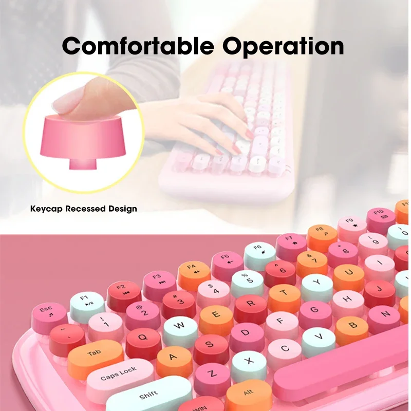 مجموعة ماوس ولوحة مفاتيح لاسلكية ، دائرية ، أغطية مفاتيح رائعة ، كمبيوتر شخصي ، كمبيوتر محمول ، كمبيوتر محمول ، لعبة ، USB ، GHz