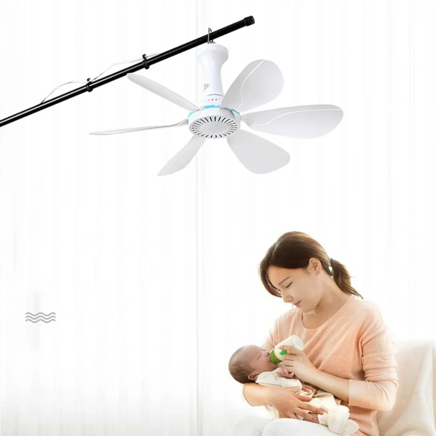 Whisper Quiet and Efficient Six-Leaf Ceiling Fan with Built-in Timer - Ideal Tranquil Addition for Household Bedrooms - Perfect