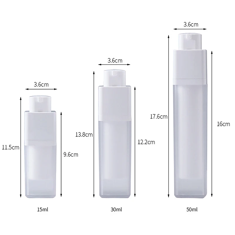 15 ml 30 ml 50 ml Verdikte Vierkante Lotion Lege Airless Fles Airless Pomp Draaien Cosmetische Container Frosted dubbellaags