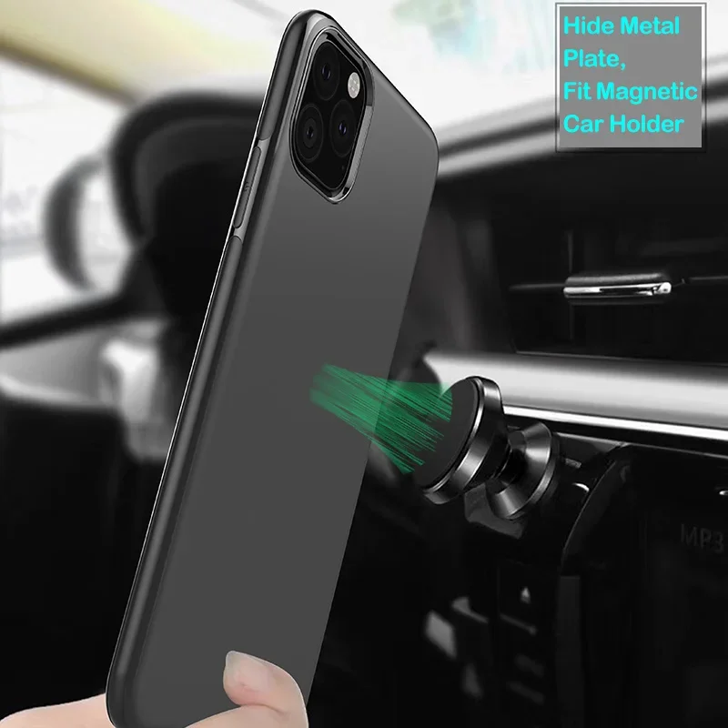 Magnetic Case for iPhone 6 6s 7 8 SE2 Cover Soft TPU Case Insert Metal Fit Magnet Car Holder for iPhone 12 11 Pro XS Max