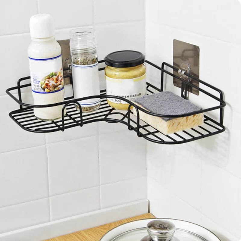 

Triangular Wall Corner Rack Bathroom Kitchen Shower Caddy Shelf Organizer Punch Free Holder Kitchen Bathroom Home