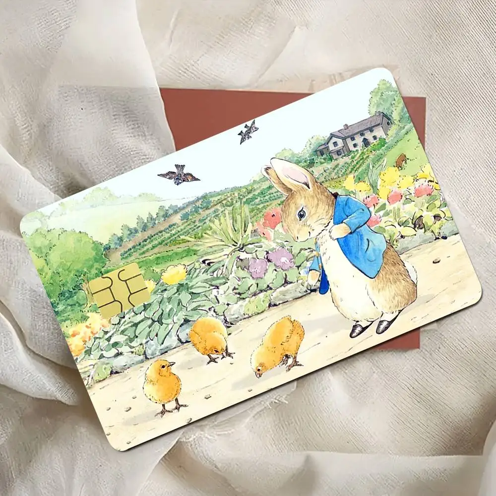Cute P-Peter Rabbit Credit Card Skin Stickers For Bank Card Bus Metro Card Sticker Waterproof Gift