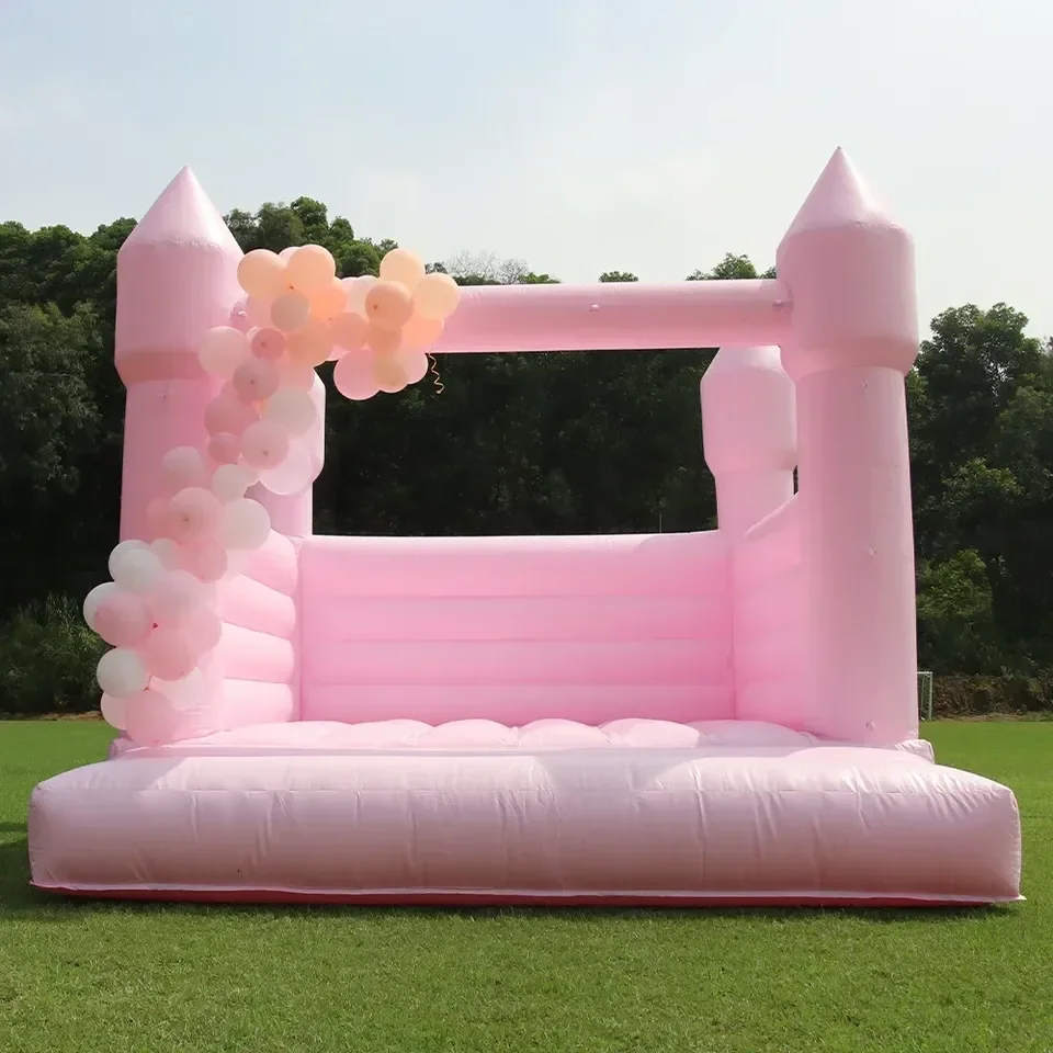 Giocattolo per scivolo per bambini con castello gonfiabile rosa da 10-13 piedi/3 m-4 m per feste di compleanno e noleggio di eventi nuziali