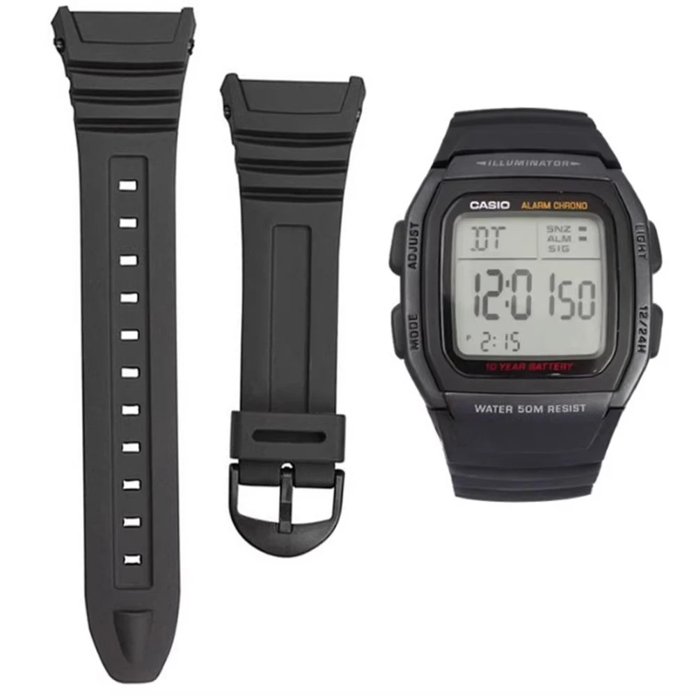 Para Casio W-96H 3239 deportes al aire libre correa impermeable pulsera de goma plástico o hebilla de acero pulsera de silicona 18mm