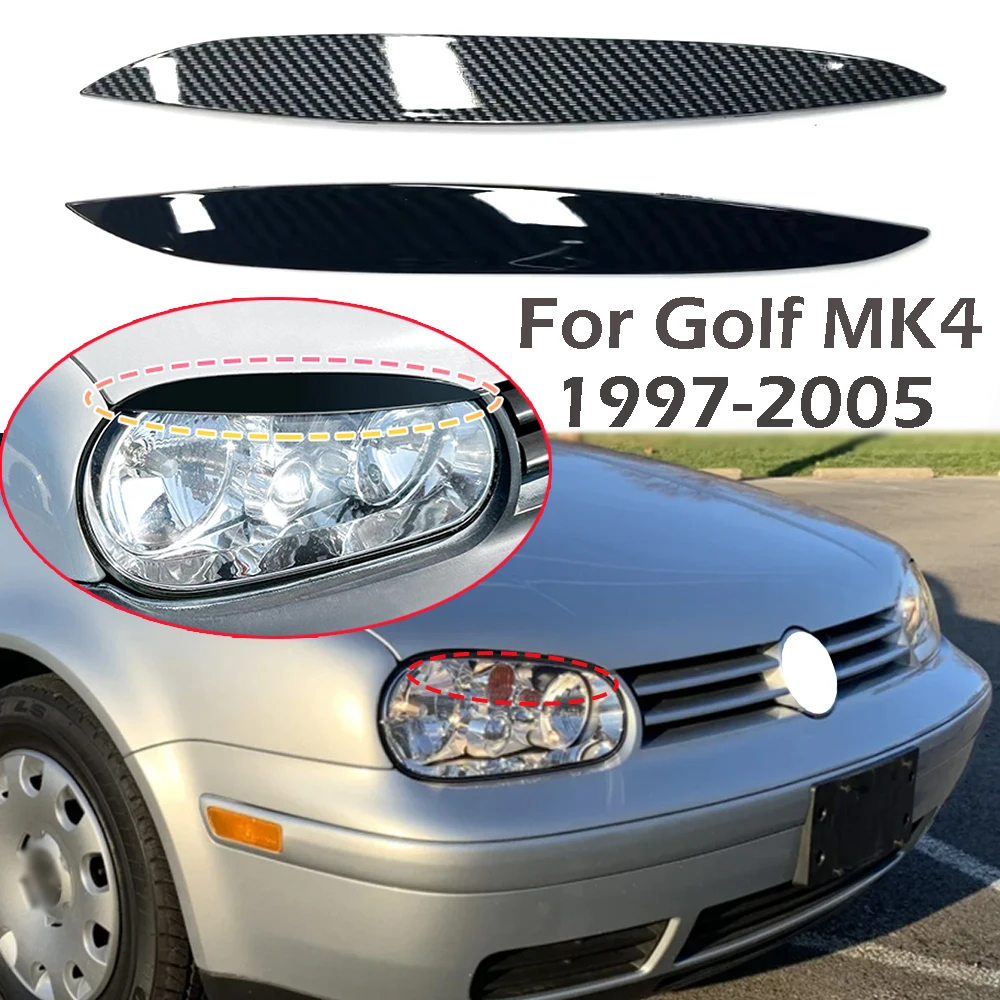 For Golf MK4 1997-2005 Front Headlight Eyebrow Headlamp Eyelids ABS Auto Tuning Headlight Decorative Accessory