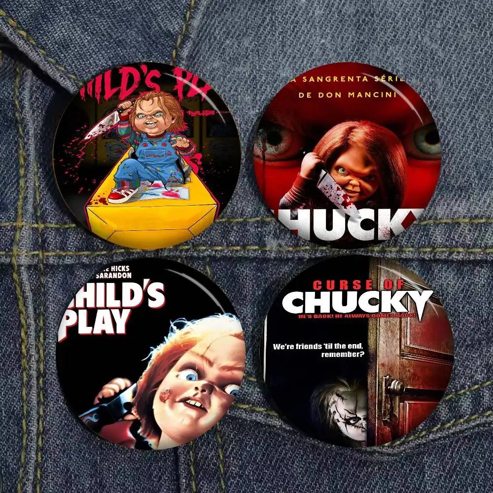 C-Chucky Horror Movie Anime Button Pin Handmade Brooch for Clothes Cartoon Badge Backpack Decoration Jewelry Accessories