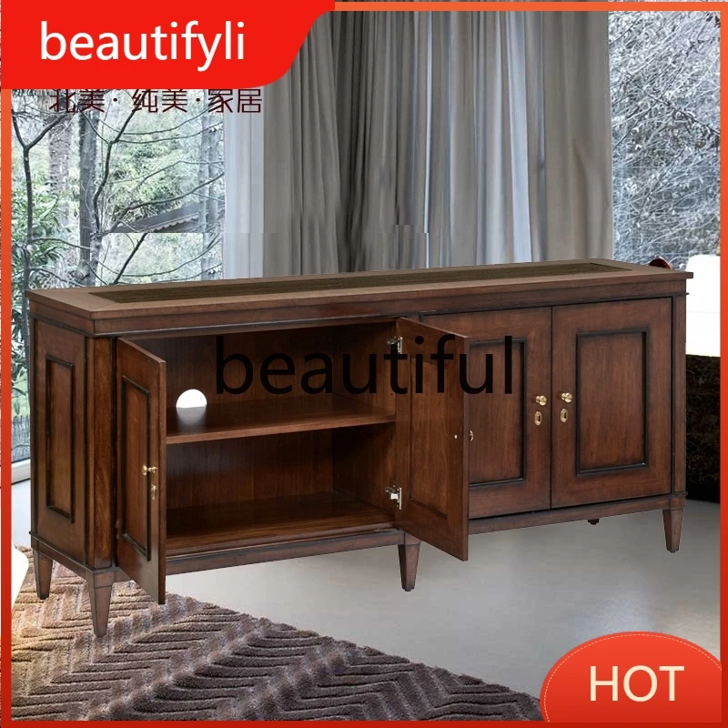 

C6601 American antique and old solid wood TV cabinet, villa retro furniture custom living room audio-visual cabinet
