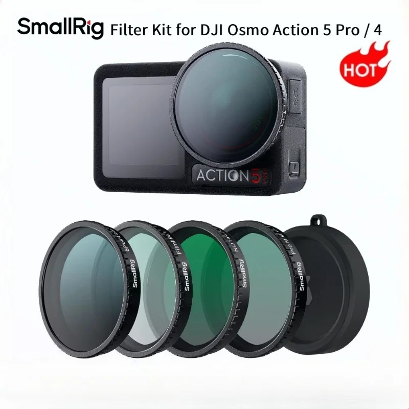 SmallRig 5412 Filter Kit for DJI Osmo Action 5 Pro/4, 5-in-1 Lens Filter Set w 1/4 Black Mist, ND16/CPL Film Simulator
