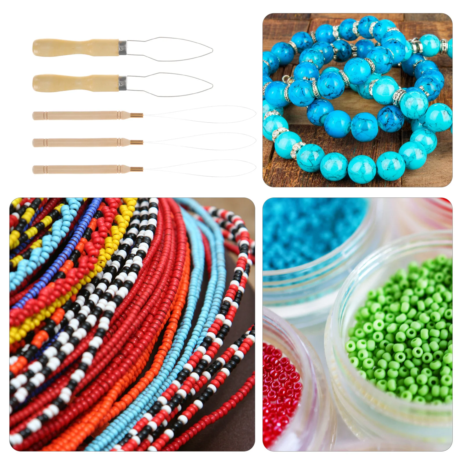 

NOLITOY 5pcs Bead Tool Kit Beading Needle Threader Sewing for Jewelry Making Craft Accessory Wood