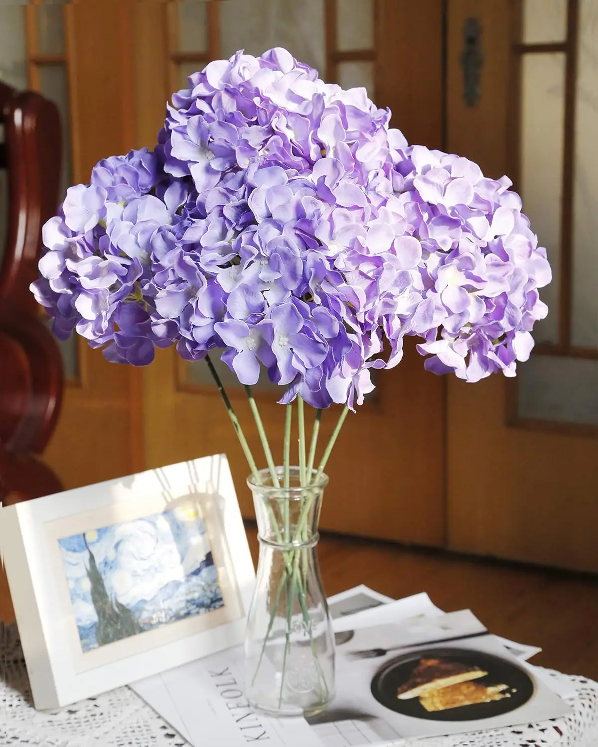 6 Stück 8,7 Zoll Seiden-Hortensien-Blütenköpfe mit Stielen, künstliche Hortensien-Blumen für DIY-Hochzeits-Mittelstück, Heimdekoration – Detail 35