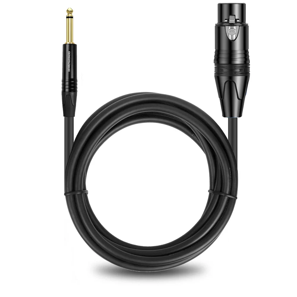 DREMAKE 6.35 Male To 3-Pin XLR Female XLR To Mono Jack 6.3/6.5 mm Male Plug Microphone Audio Cables for Speaker Mixer Amplifier