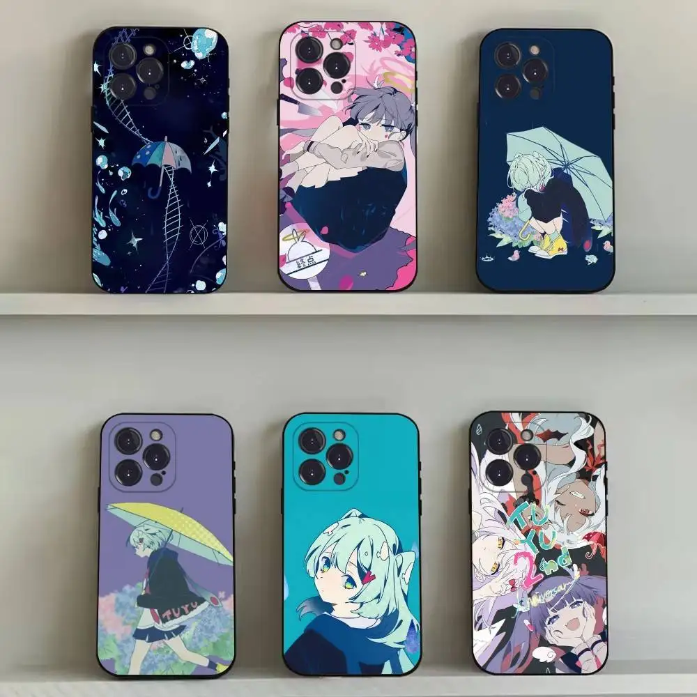 Tuyu اليابانية الموسيقى JPOP جراب هاتف آيفون 16,15,14,13,12,11,Pro,Max,Plus,X,XS,SE4,E,Mini,soft Black Case