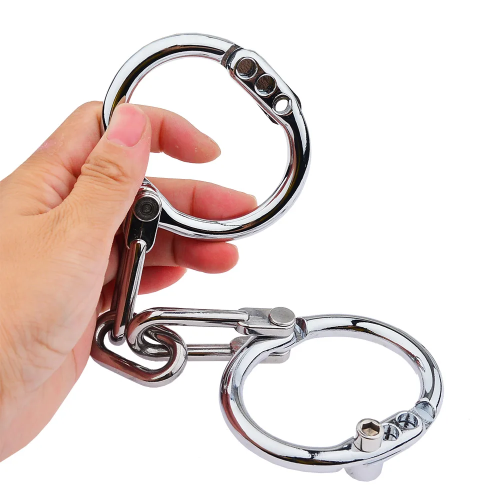 Metal Handcuffs Stainless Steel Wrist Cuff Ankle Cuffs Unisex Restraint Hand Feet Bondage Sex Toy Police Role Cosplay Tools