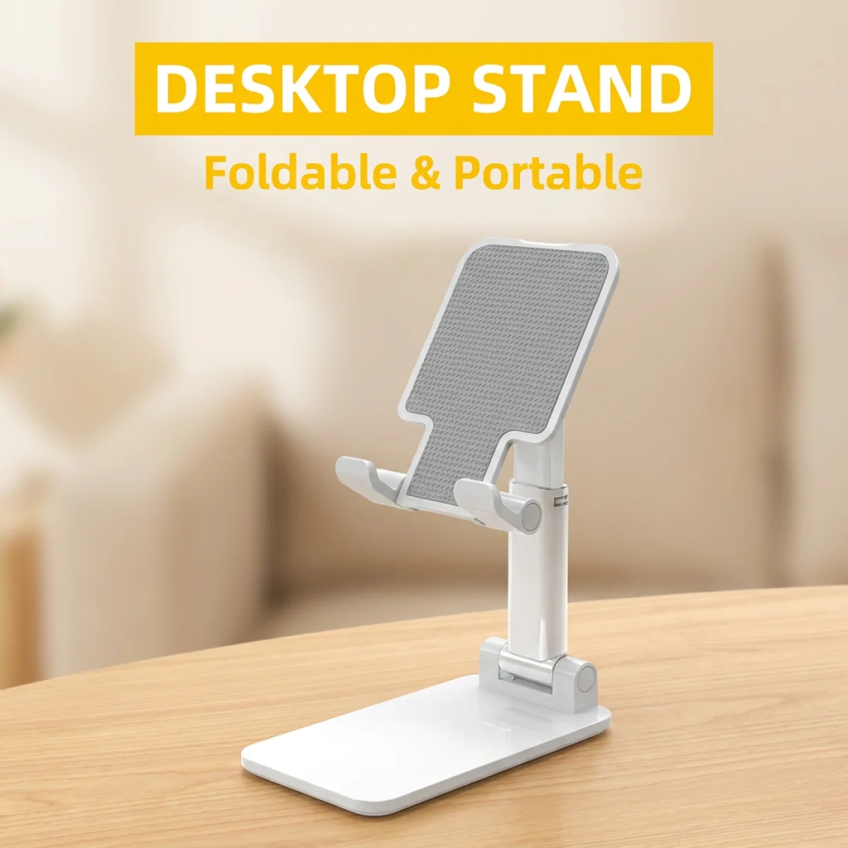 

1-Second Foldable Phone Stand – Super Compact & Portable, Adjustable Desktop Holder for All Phones,White and Black