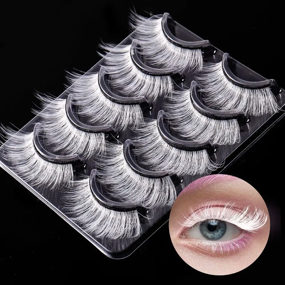 

3 Pairs Dramatic White False Eyelashes Natural Manga Fluffy Faux Mink Eyelashes Thick Dense Cosplay Eyelashes Lashes Extension