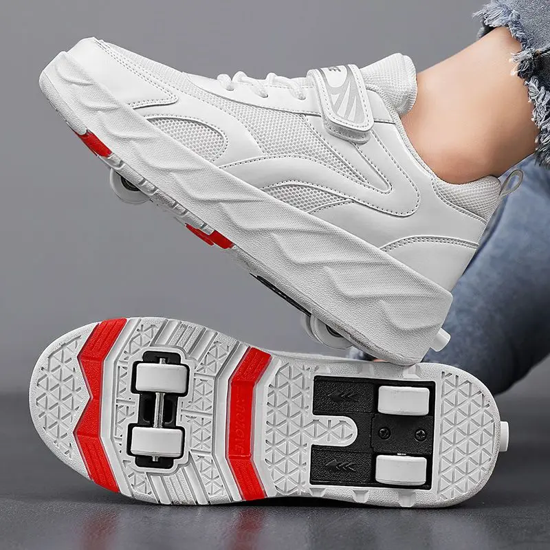 

Fashion Teenagers Children Roller Skates Glitter Unisex Walking Shoes Hidden Four Wheel Rechargeable Model