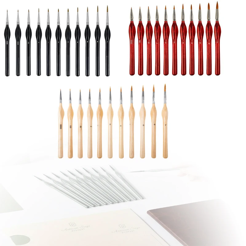 

11Pcs Miniature Detail Paint Brush Set Nylon Bristle Liner Brushes Miniature Paint Brushes Mini Small Painting Brushes For Art