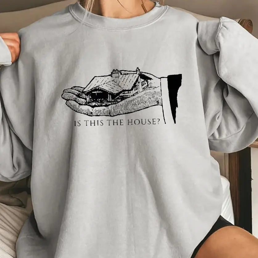 

Hand Drawn House On Hand Roetro Vintage Sweatshirt Graphic Hoodies Y2K Unisex Versatile Stylish Pullover Is This The House