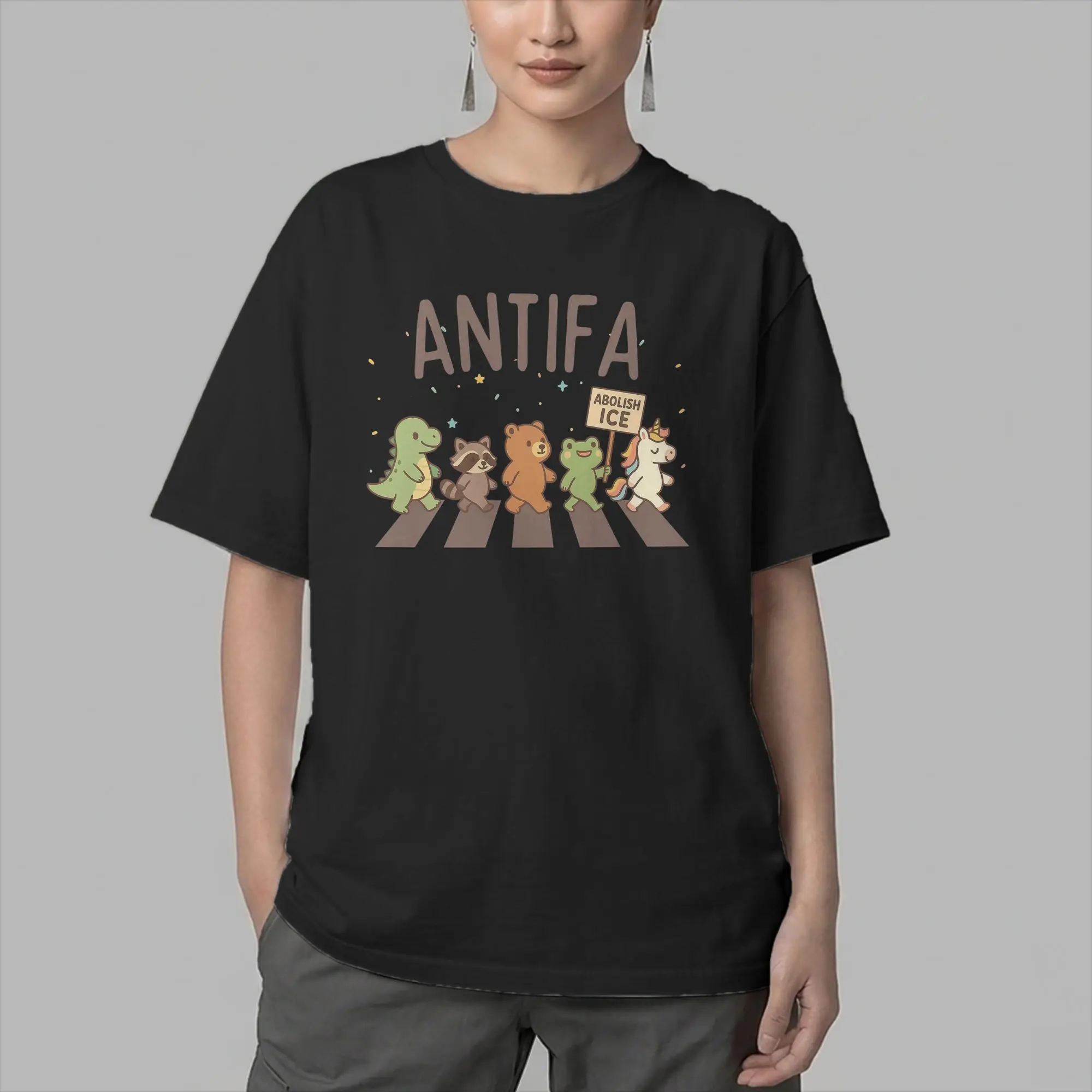 Vintage ANTIFA Portland Frog Abolish ICE T-Shirt for Men Crewneck Cotton T Shirts Anti Ice Short Sleeve Tees New Arrival Tops