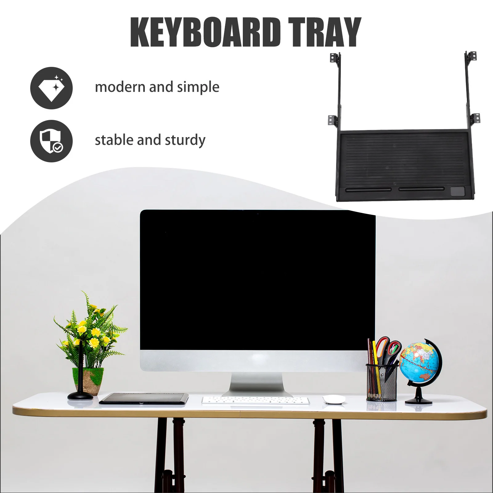 

1Set Hidden Under Desk Keyboard Tray Slide Out Design Material for Spacesaving Solution Under Desk Keyboard Tray