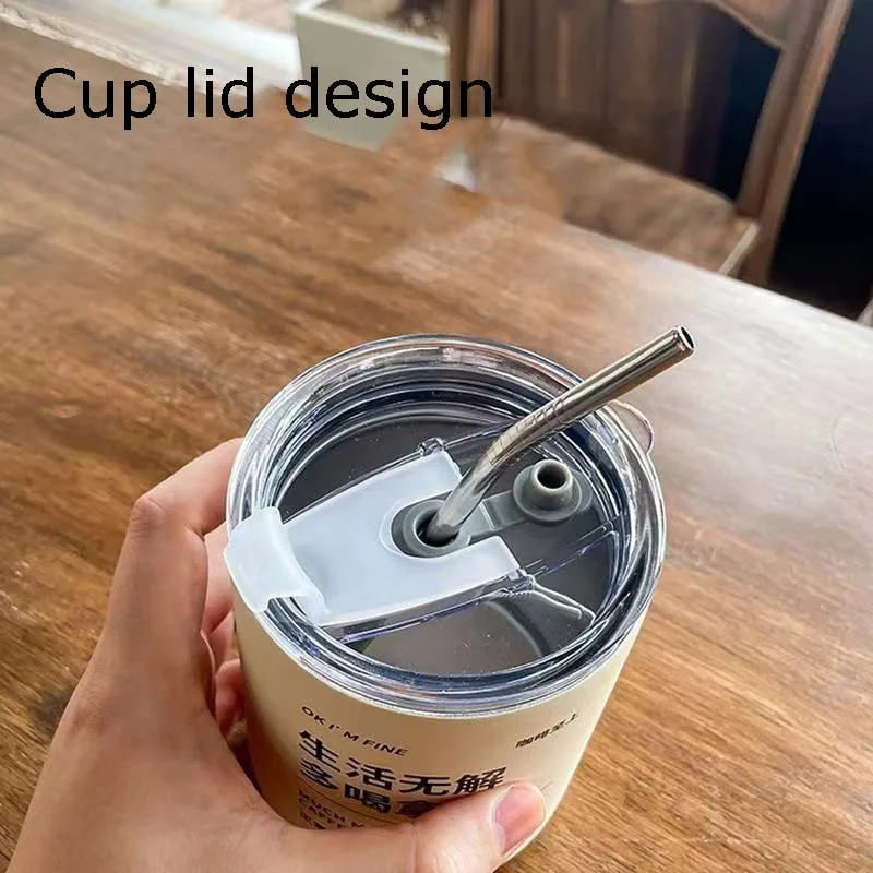 

Coffee Cup Thermos 304 Stainless Steel Double -layer Cooler Straw Cup Portable Reusable Ins Ice American Coffee Mug Water Bottle