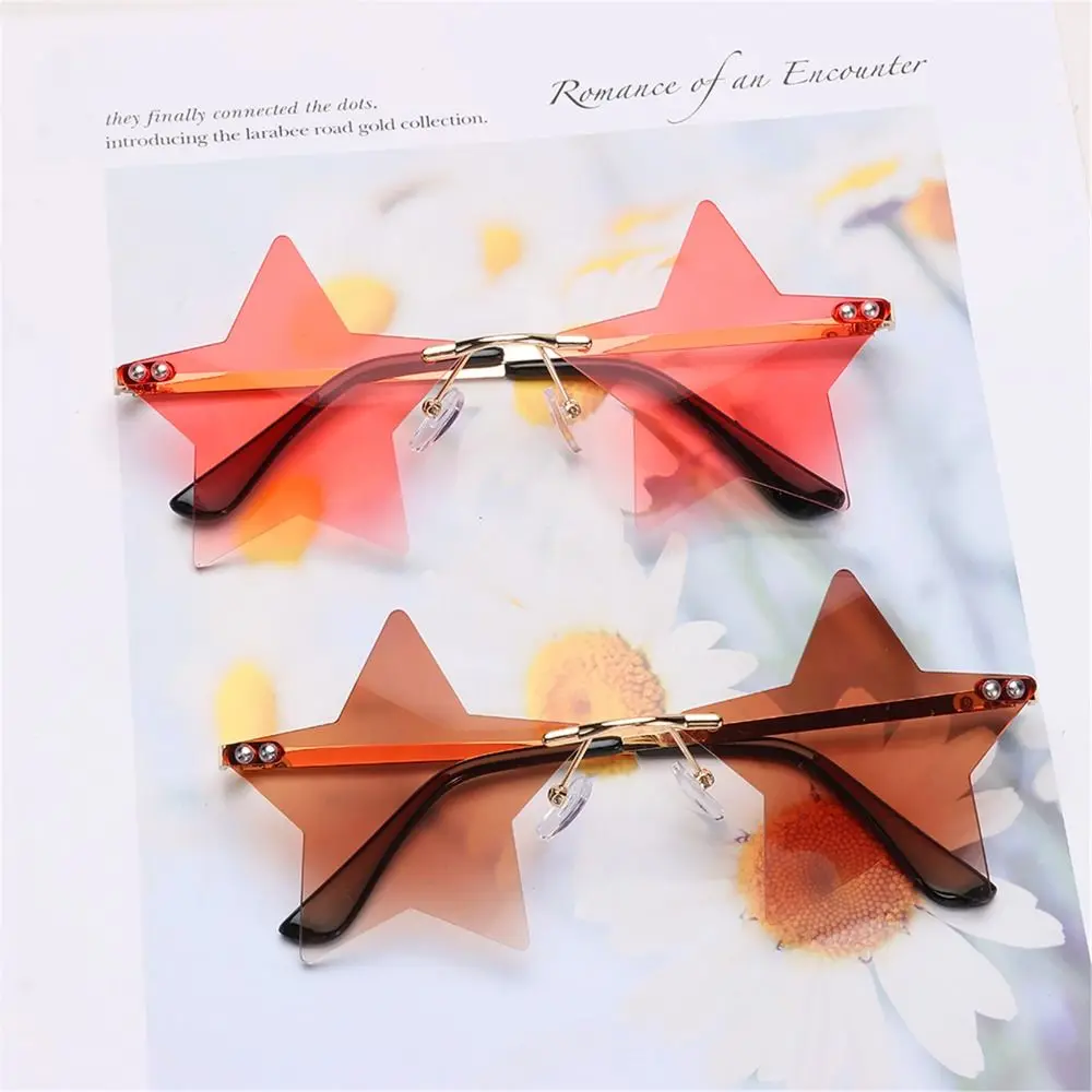 Funny for Women & Men Pentagram Eyewear Star Shape Rimless Driving Sunglasses Party Glasses Sun Glasses