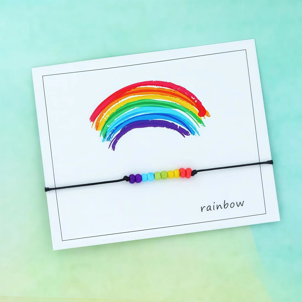 قوس قزح مثلي الجنس فخر سوار قوس قزح الخرز أتمنى سوار قوس قزح فخر الحد الأدنى مجوهرات النساء الرجال مثلي الجنس مثليه الصداقة هدية #2