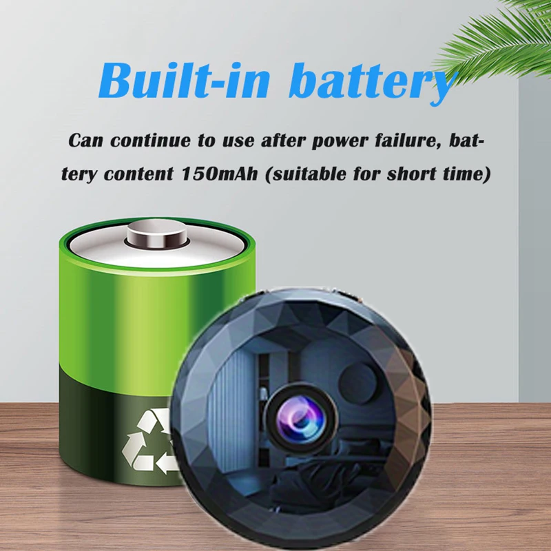 Mini home wireless surveillance camera USB charging remote access cloud storage memory card compatible with security system