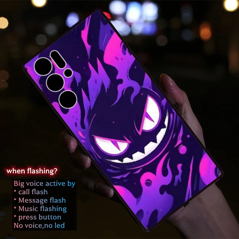 

Anime Gengar LED Flash Phone Case For ZTE Nubia Red Magic 10 10S Pro 9 9s 8 8s 7 7s 6 6s Pro Plus 5 5s Japan Ghost LED Cover