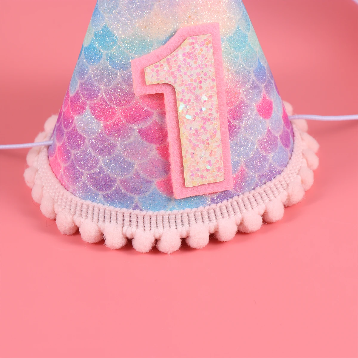 

Fish Scales Glitter Hats 1St Birthday Party Decorations Colorful Mini Cap For Kids Mermaid Hat Birthday Costume Accessory Photo