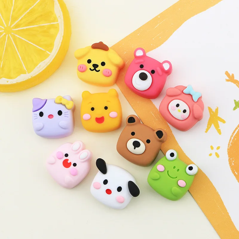 10Pcs Kawaii Sanrios Anime Mymelody Animal Cube New Cartoon DIY Phone Case Hair Clip Headband Jewelry Resin Accessories Toys