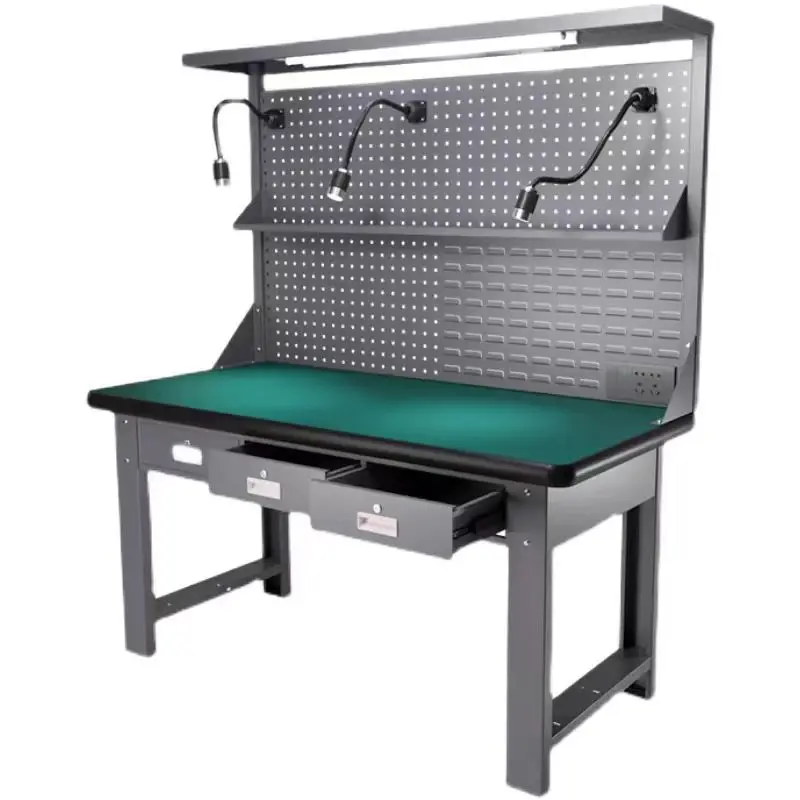 

Heavy-duty anti-static workbench Stainless steel fitter bench Tool workshop Repair console Laboratory table with light