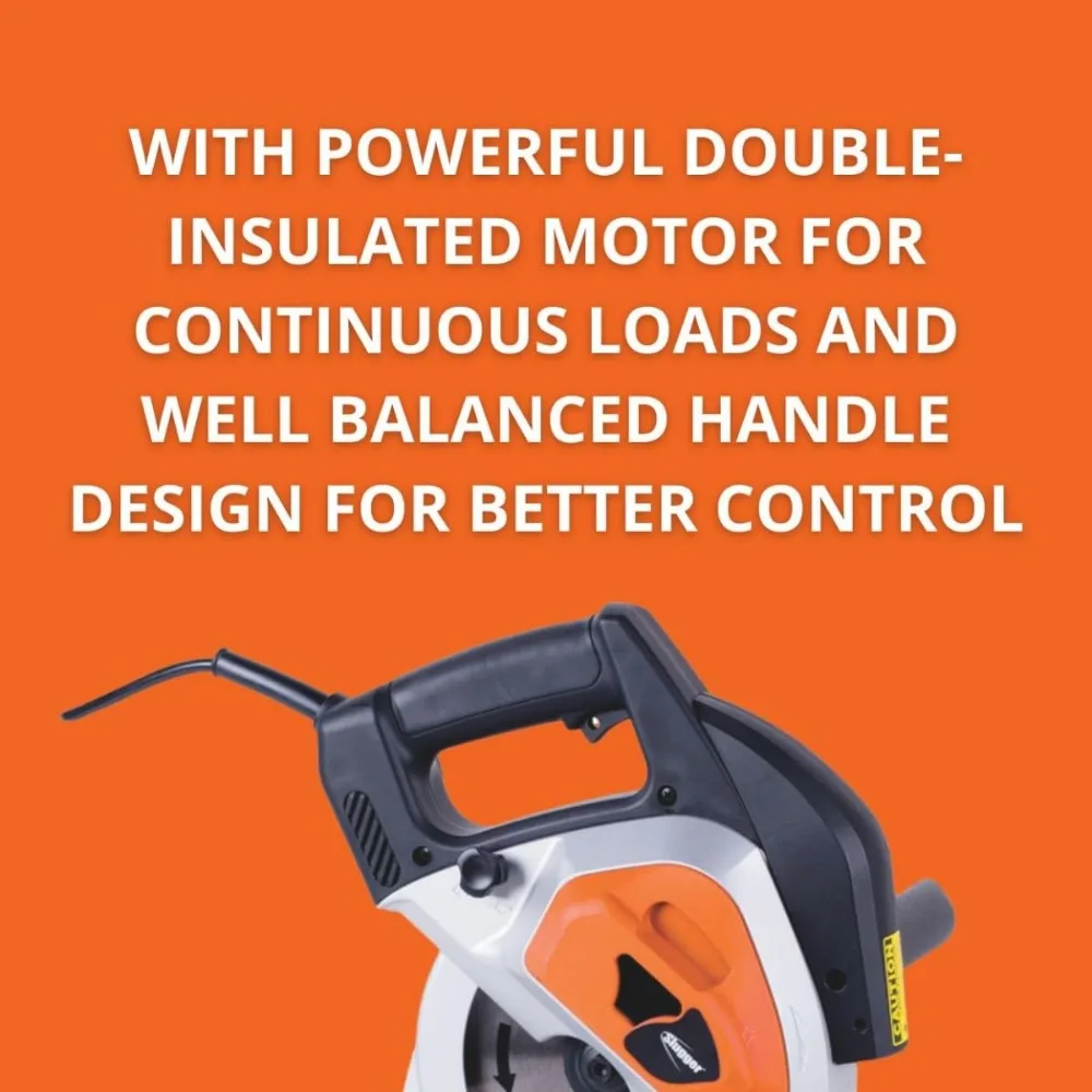 Sega da taglio per metalli da 7 1/4 di pollice ad alte prestazioni con motore da 1400 W, guida laser, collettore di chip e funzionalità di avvio graduale per precisione