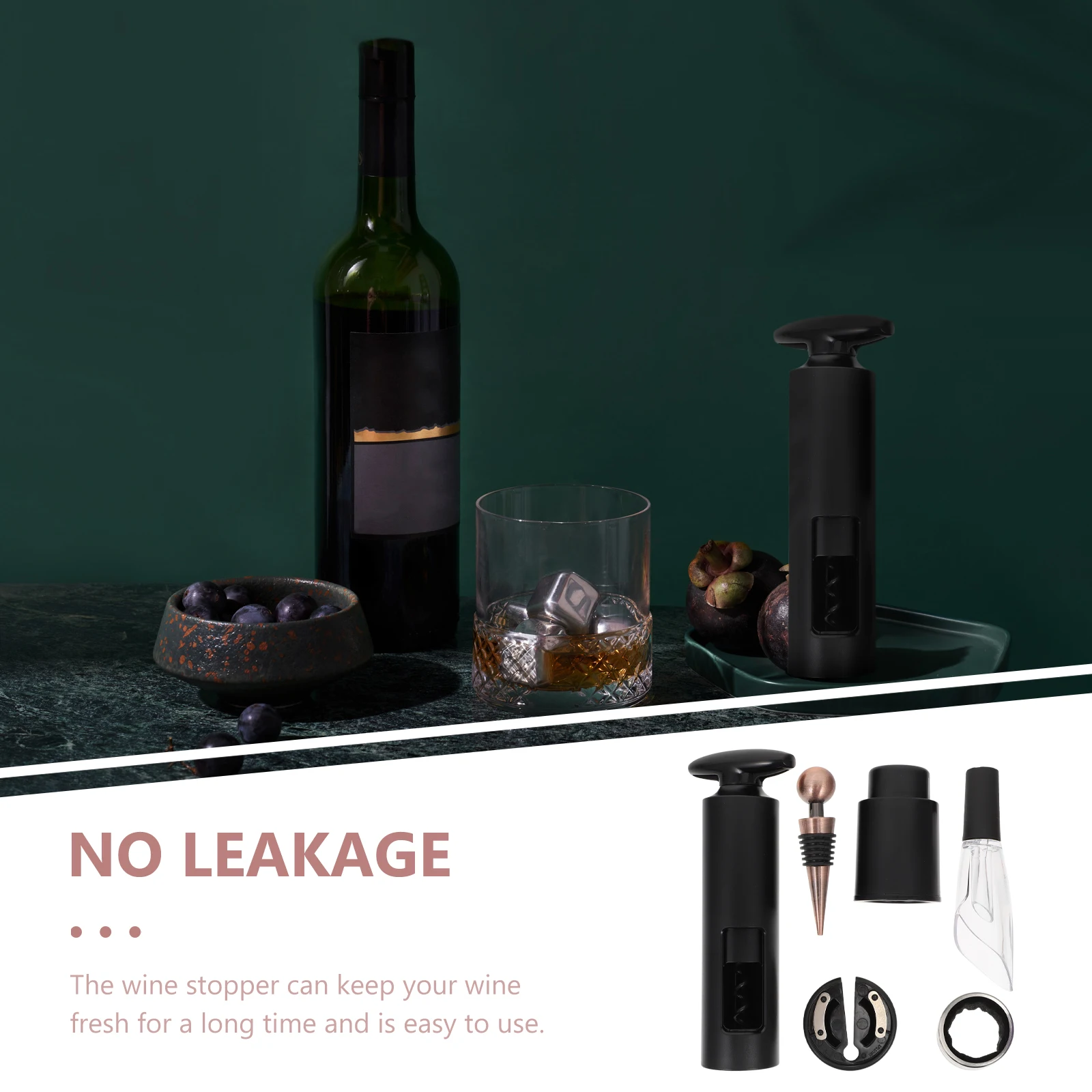 

6pcs Opener Set Premium Wine Accessories Kit Aluminum Alloy Portable Wine Decanter Stopper Travel Gift For Men Women Black