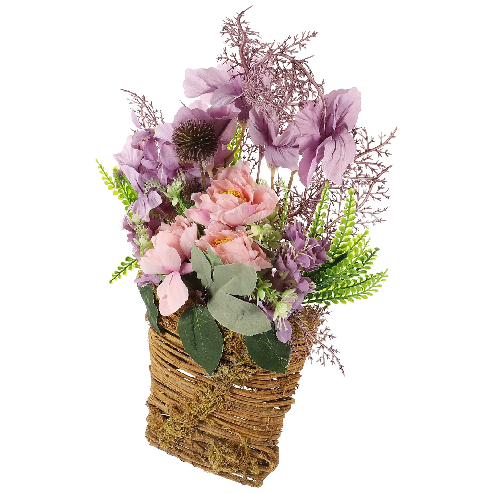

Rattan Flower Basket Artificial Plants Home Decor IndoorPottery Craft Vine Weaving Lifelike Living Room Office Kitchen Bedroom