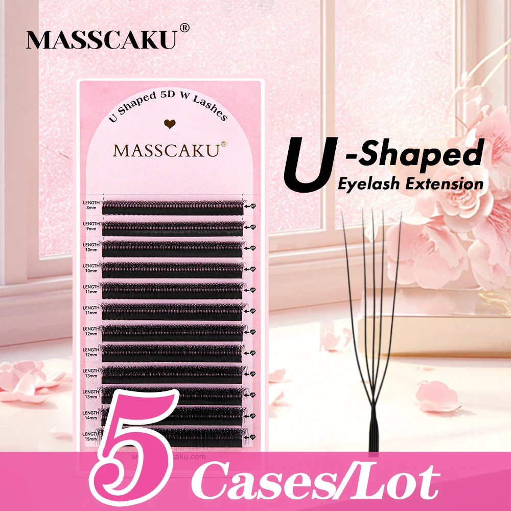 

5cases/lot New U-Shape 5D 6D W Eyelash Extensions 8-15mm Mixed Length Ultra Soft Featherlight False Mink Eyelashes from MASSCAKU