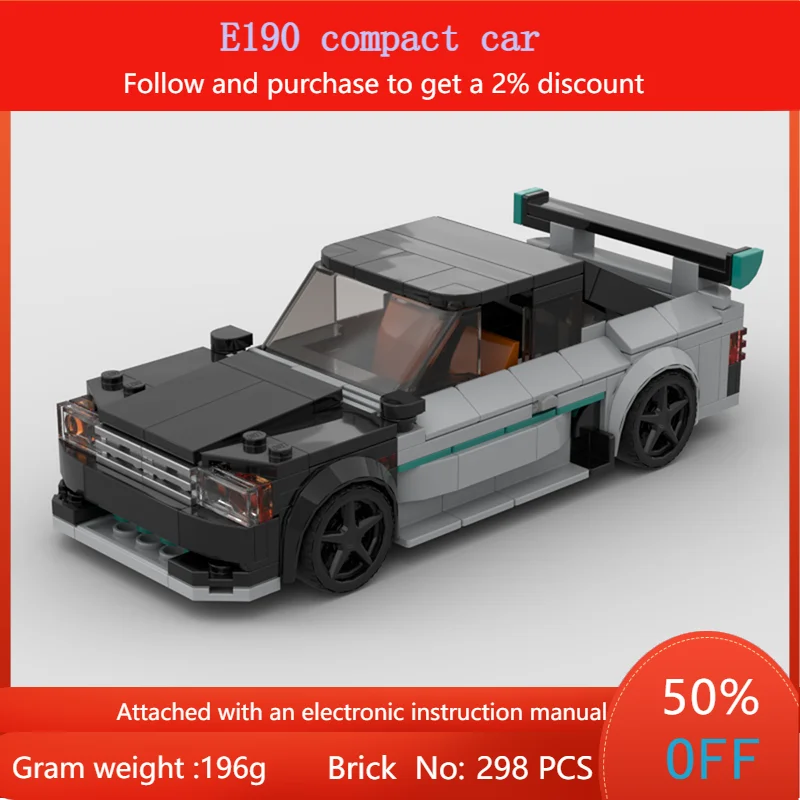 

Building Block Model E190 Compact Car 298 Parts MOC Toy For Boys Adults Children Christmas Gift Creative Educational Play