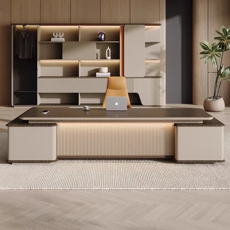Multi-functional president boss Computer desk office table bureaux de travail l shaped desk mesa de computador home furniture