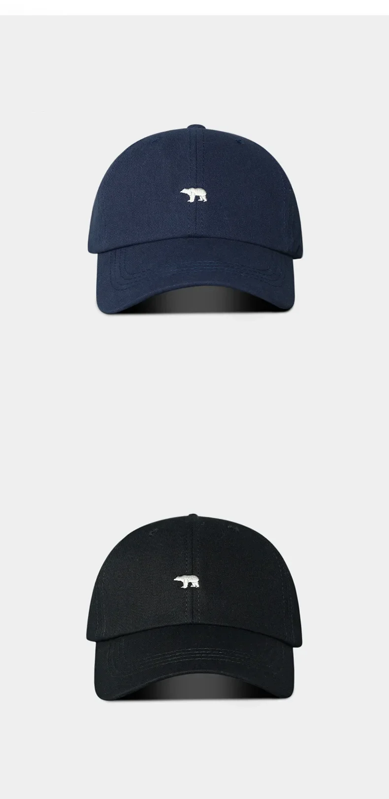 Sonnenhut mit Eisbär-Stickerei, Baumwoll-Baseballkappe, leicht, UV-Schutz für Frühling, Sommer, Herbst – Detail 4