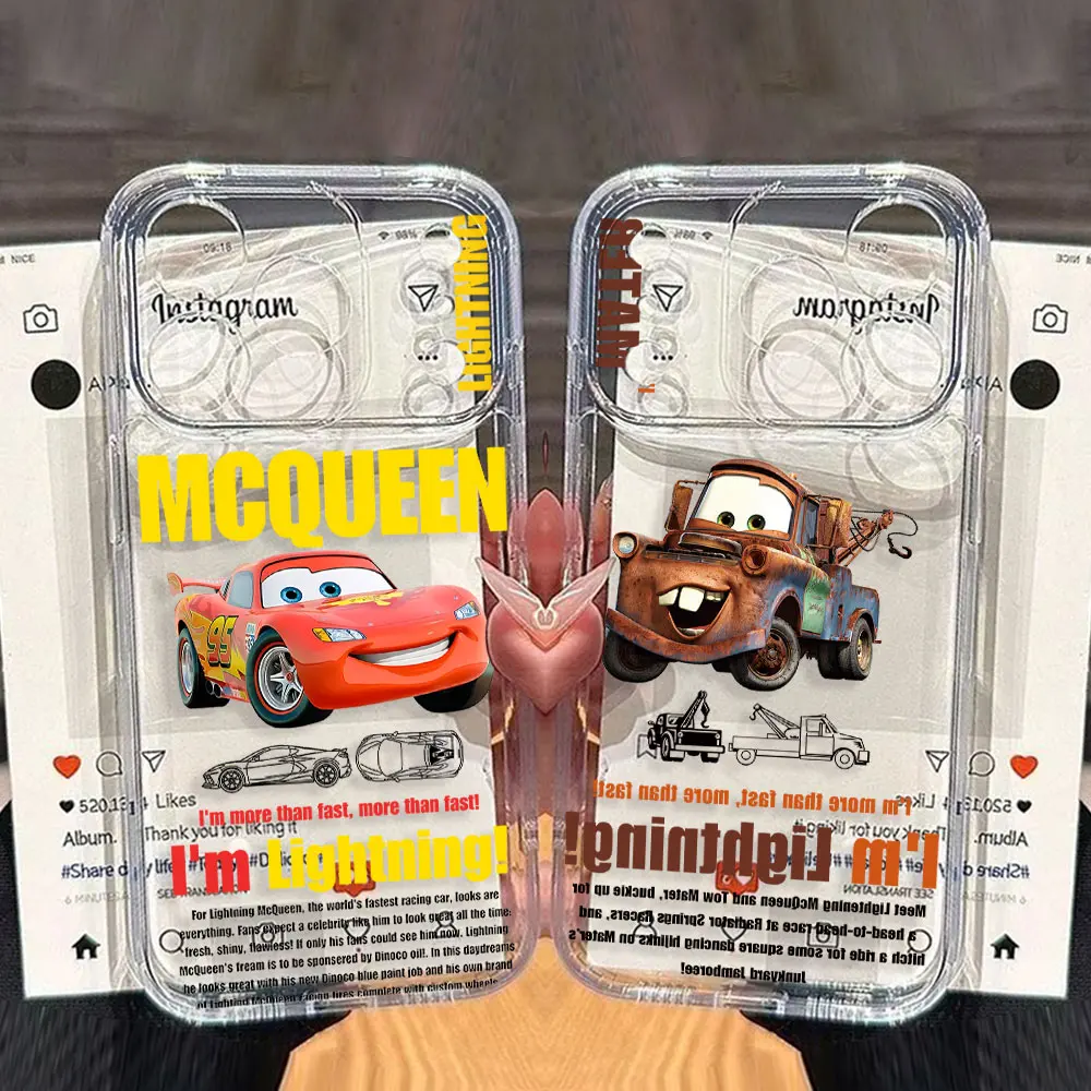 

Cute Funny Cars McQueens Phone Case For iPhone 17 16e 16 15 14 13 12 11 Mini Air Pro Max X XR XSMax 7 8 Plus Transparent Soft