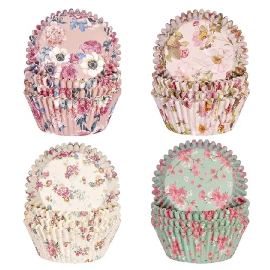 Floral Standard Cupcake Liners 400 Count Paper Baking Cups Disposable Cupcake Wrappers for Wedding and Party Baking Supplies