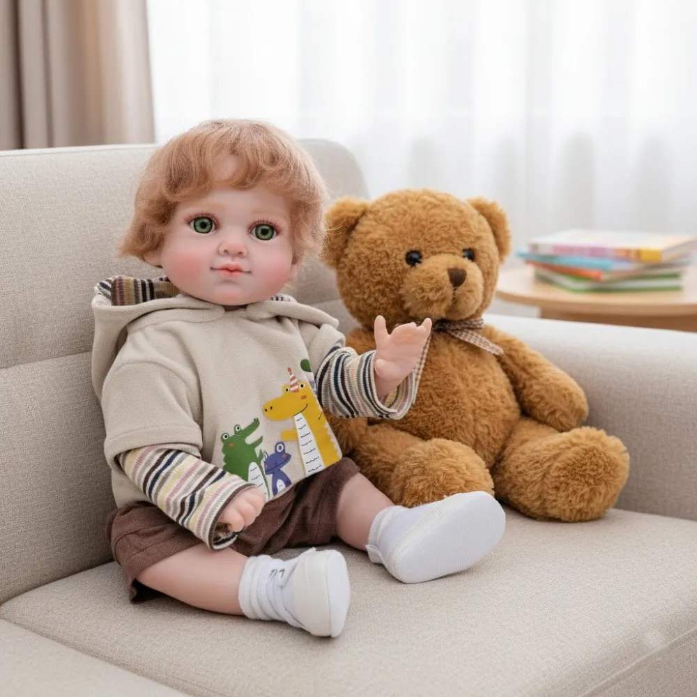 Cloveray 20-Zoll-Ganzkörper-Vinyl, realistische wiedergeborene Babypuppe, superweiche Vinylpuppe, handgefertigt, hochwertiges Original-Weihnachtsgeschenk für Kinder