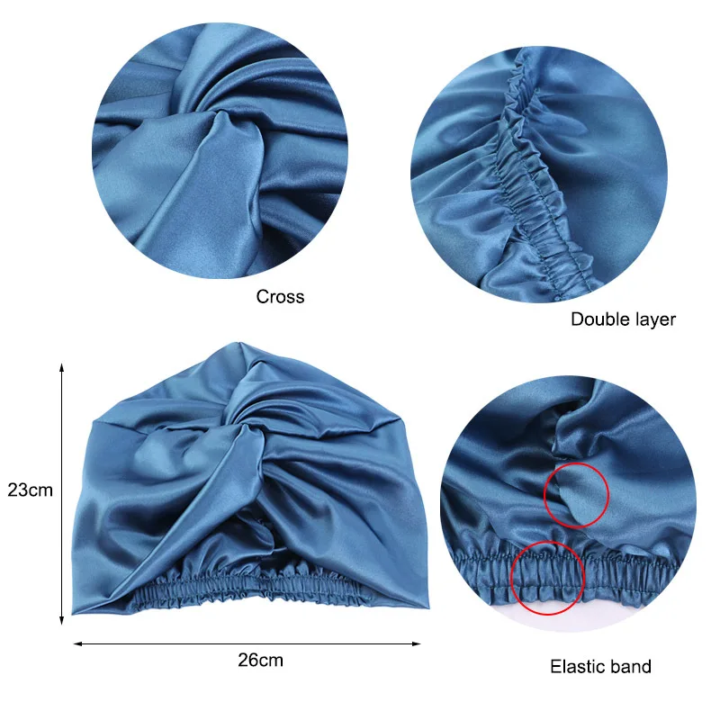 1 women's cross faux silk twisted knot beauty cap, comfortable and breathable, suitable for hair care during night sleep